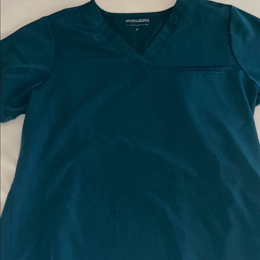 Mandala Teal Scrub Top